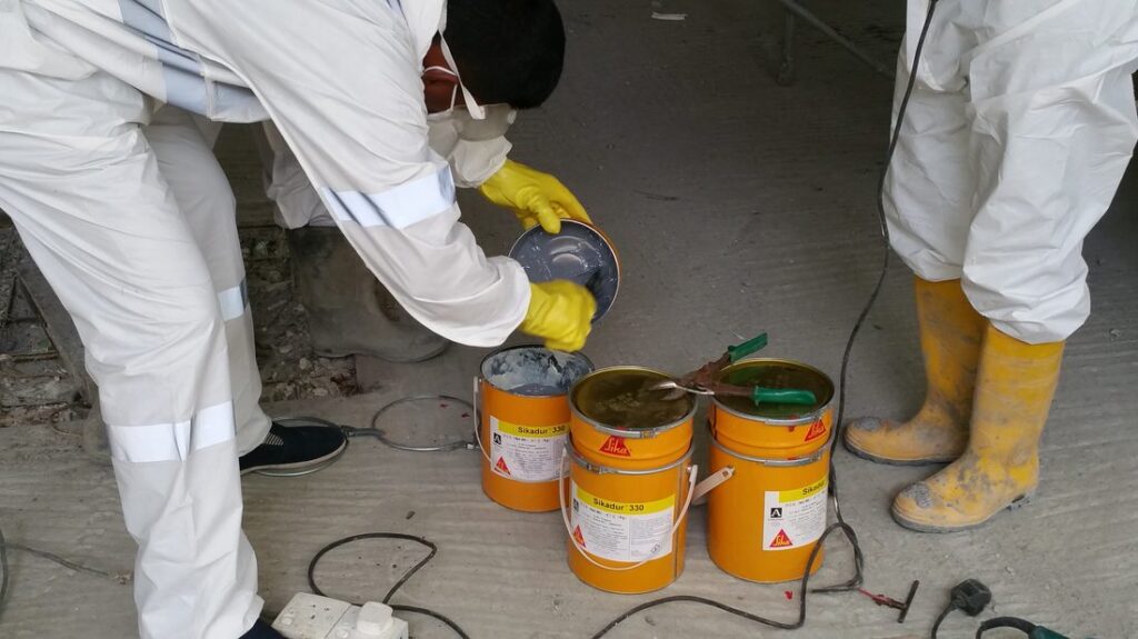 Mixing Epoxy Resin for CFRP Bonding
