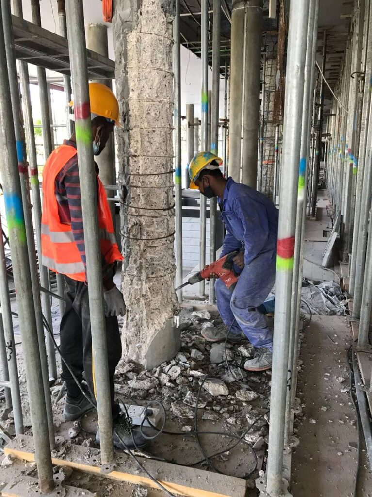 Deteriorated Column with Corroded Rebar